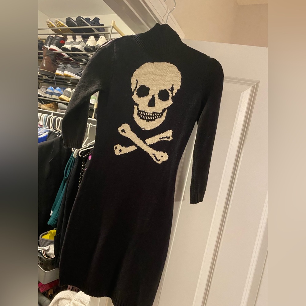 Betsey Johnson Black and White Skull Mini Dress